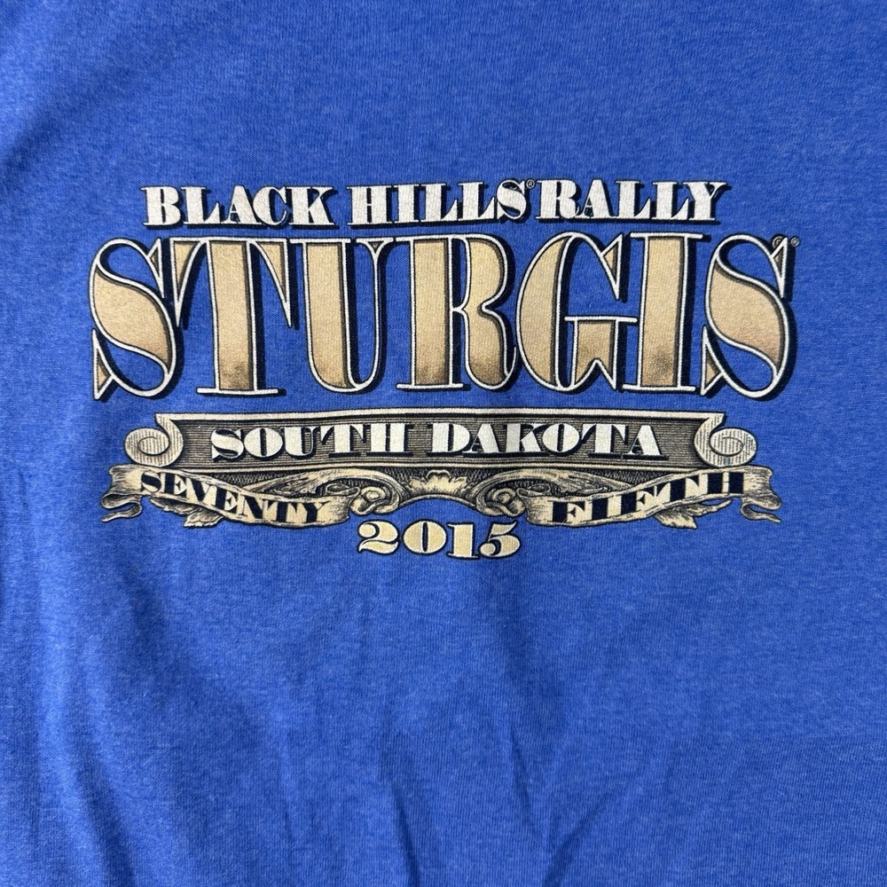 Sturgis Motorcycle Rally T Shirt Men's Small 75th Black Hills Biker 2015 Blue - Picture 3 of 6